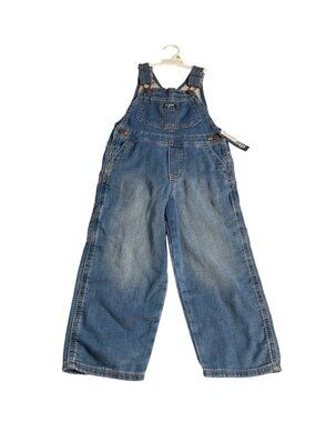OshKosh Bgosh Toddler Boys Blue Denim Overalls 4T With Stretch Adjustable Straps